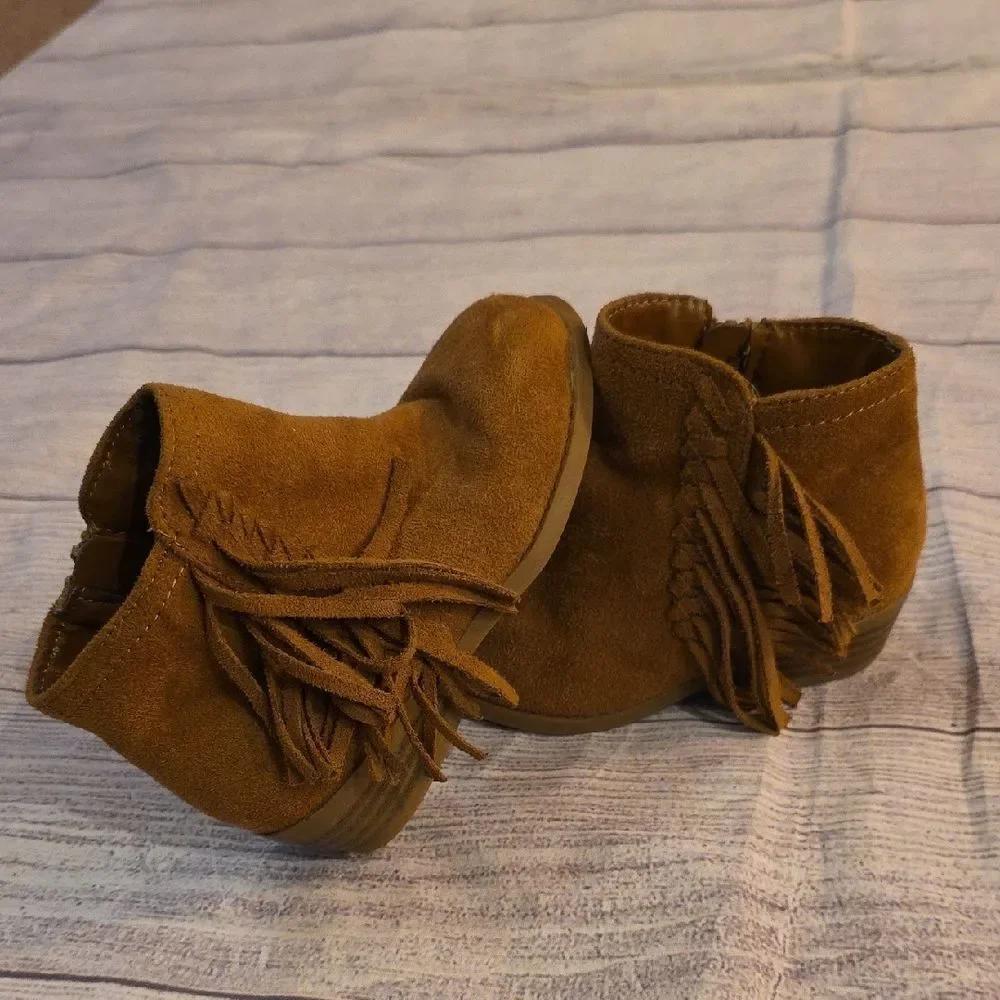 Sugar Brown Suede Ankle Boots with Fringe